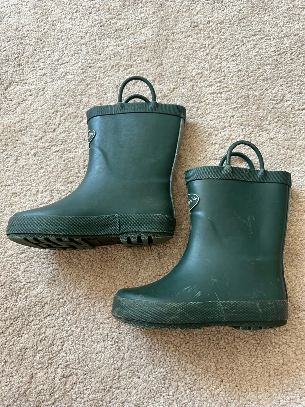KomForme Green Kids' Rubber Matte Rain Boot with Pull Handles